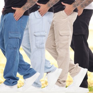 Calça Cargo Unissex Material de Sarja Boca Larga 6 Bolsos ref: CÇCARG-1