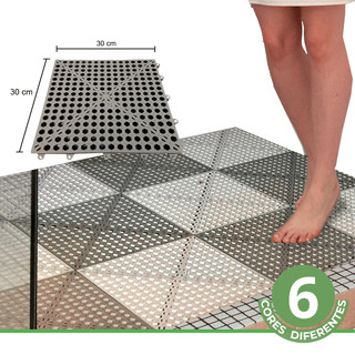 Kit 10 Tapete Modular de Banheiro 30x30cm - Piso para Box | Direct Borrachas