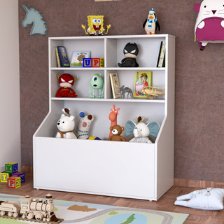 Organizador de Brinquedos - Estante Infantil Prateleira com Baú  4 Nichos