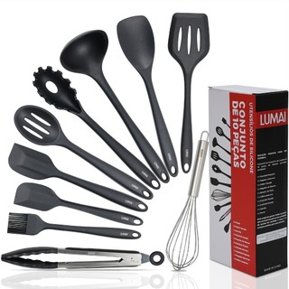 LUMAI Original Conjunto Kit de Utensílios de Cozinha de Silicone - 10 peças Jogo Completo Espatulas
