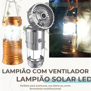 Lampião Lanterna Led Portátil Recarregável Carregamento Solar Acampamento