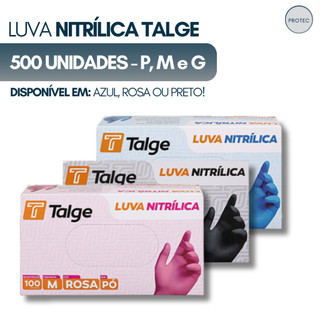 Kit Atacado 500 Luvas Nitrilica Sem Po 5 Caixas Atacado Talge Inovem Preta Rosa Azul P M G GG Resistente
