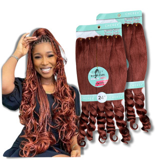 Jumbo Boho Curl Trança com Cachos Fibra Premium Braids 400gr Cherey Kit 2