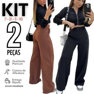 Kit 2 Calça Alfaiataria PREMIUM Cintura Alta Com Bolso PROMOÇÃO ENVIO IMEDIATO