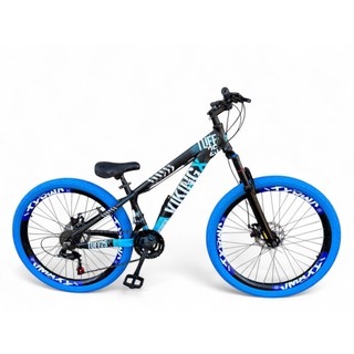 Bicicleta Aro 26 Vikingx Tuff X25 Freeride Downhill 21v Aro Vmaxx DH Freio a Disco Garfo Suspensão Pneu Flame