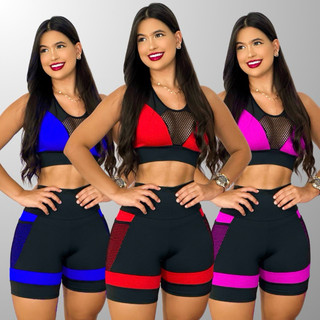 Conjunto Academia Feminino Alta Compressão Fitness Top e Short com Bolso