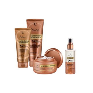 Kit Siàge Nutri Óleos Poderosos Shampoo + Condicionador + Máscara Capilar + Óleo Bifásico Capilar.
