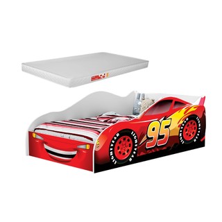 Caminha Infantil Carro Temática para Meninos com Adesivos de Personagens em MDF Acompanha Colchão - AV
