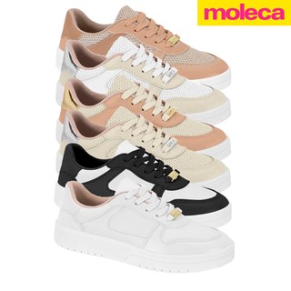 Tênis Feminino Moleca Costura Casual Branco Recortes Moda Atual Confortável Original