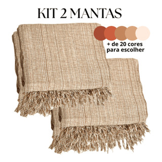 Kit 2 Mantas Decorativas Para Sofá Luxuosa Tamanho 210X120 Tecido 100% Algodão Casa Nova Elegante