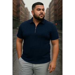 Camisa Polo Plus Size Extra Grande Manga Curta Com Zíper  G1 G2 G3