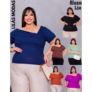 Blusa Plus Size Feminina G1 ao G3 Decote Transpassado Elegante