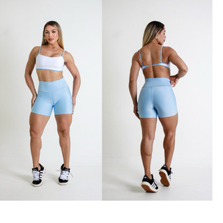 Conjunto Top Com Sustentação Shortinho Cintura Alta Blogueira Para Crossfit Academia Atividades ao Ar Livre