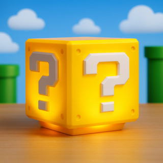 Luminária de Mesa Super Mario Bloco de Interrogação — LED com Som e Luz Decoração Gamer para quarto, Ilumine seu setup
