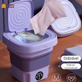 Mini máquina de lavar roupa dobrável portátil moderna automática roupa viagem bivolt