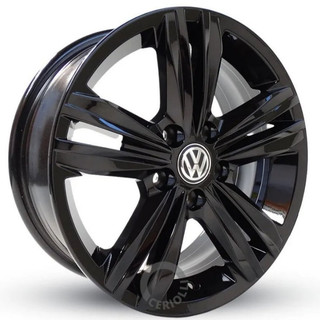 Kit 4 Rodas Aro 15 5x100 VW Volkswagen Golf Polo Virtus T-cross Black Piano Bicos de Brinde S18