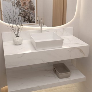 imperdível kit bancada de apoio+pratileira de brinde 50x40 aproveite promoção tempo limitado branco calacata