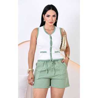 CONJUNTO SHORT MOLETINHO LEVE BLUSA RIBANA (MODA VERÃO)