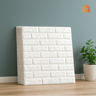 Placa 3D Tijolo 77x70 Branco Adesivo Autocolante Decoração Quarto Sala