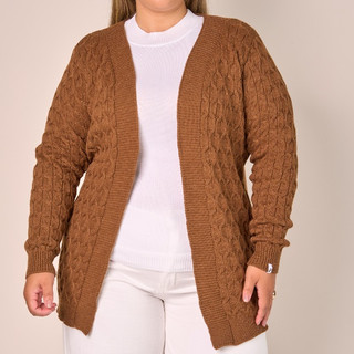 Casaco Tricot Plus Size Feminino Inverno Trançado Elegante 20211