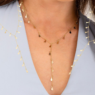 Colar Gravatinha Gotinhas Feminino a Ouro ou Prata 925 Semijoia