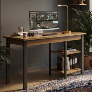 QUEIMA DE ESTOQUE - Mesa Industrial de Computador com 2 Prateleiras Multiuso - Ideal para Escritório