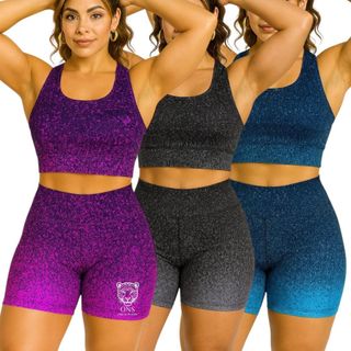 Kit 3 Shorts Feminino Degradê Estampado Academia Sem Transparência Roupa Fitness Corrida Modelador