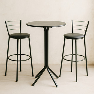 Jogo Mesa Bistrô MDF Aço C/ 2 Banquetas Altas Bar Cozinha Balcão