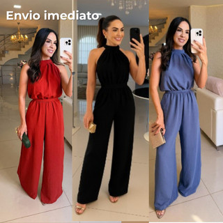 Macacão longo pantalona feminino elegante Tecido duna Premim