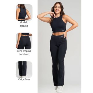 Conjunto para Academia Feminina – Calça Flare Bailarina e Top Regata Conforto e Sustentação