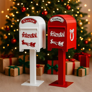 Porta Cartas Mdf Pedestal Natal Decoração Natalina Cartinhas Papai Noel