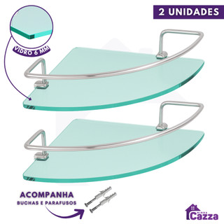 Kit 02 Porta Shampoo Suporte De Banheiro Shampoo Canto Vidro 6mm