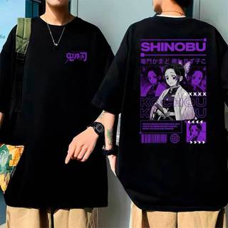 Camiseta Oversized Demon Slayer Shinobu Anime Série Unissex Masculino Feminino 100% Algodão