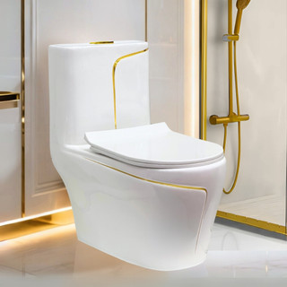 Vaso Sanitário Monobloco Premium Luxo Axori Brasil Branco Dourado - Miami TB