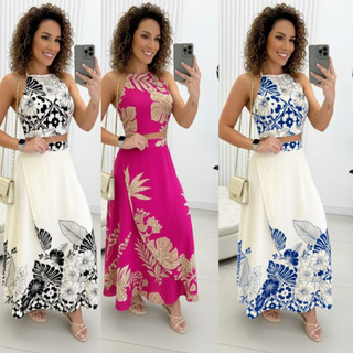 Conjunto Saia e Cropped estampa exclusiva moda verão 2025