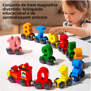 Trem Magnético De Madeira , Quebra-Cabeça Digital E Conjunto De Montagem De Aprendizagem , Presente De Natal
