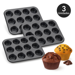 1, 2 ou 3 Forma Cupcake Forma Para Bolo Pão de Queijo de Teflon Assadeira Antiaderente Grande