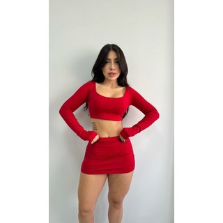 conjuntinho moda gringa saia e cropped |casual  moda 2025