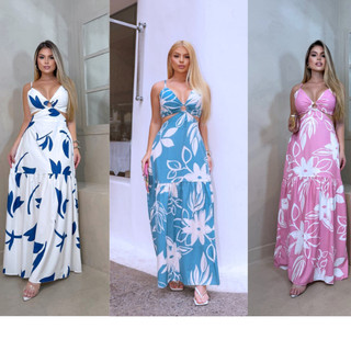 vestido  femenino longo argola coforto e elegancia verão praia