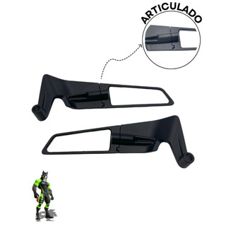 PAR DE RETROVISOR AIRFOIL EM NYLON ASA DE VENTO 90 GRAUS 108mm HONDA E YAMAHA ABS