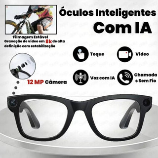 AI Óculos Inteligentes com 8K 12MP Câmera Adequado para fotos e vídeos Assistente de IA Chamada Voz