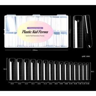 Molde F1 Plastic Nail Forms Quadrado - Molde das Gringas 0mm 15 Tamanhos - 150 Peças