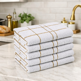 Kit 03 a 10 Toalha de Louça Pano de Prato Branco Xadrez Grande 100% Algodão Alta Absorção Laune Haus