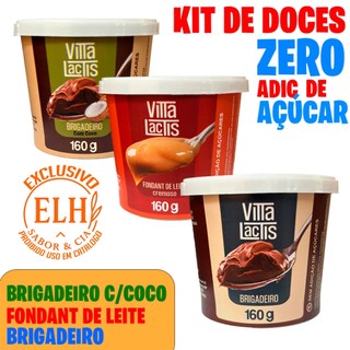 Doces ZERO AÇÚCAR adic - Kit - 3 unid - Brigadeiro, Brigadeiro Coco e Doce de Leite (Fondant) - 160g