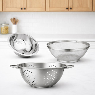 Kit Escorredores e Utensílios de Cozinha em Aço Inoxidável – Resistente, Durável e Funcional