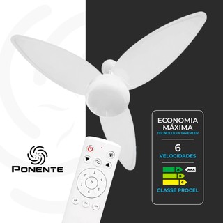 Ventilador de teto ventisol com controle Ponente Zonda Inverter Bivolt Silencioso 6 Velocidades
