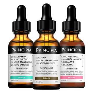 Principia Kit Anti-Acne, Anti-Olheiras e Hidratação c/ Sérum Mix-01 + Sérum Mix-02 + Sérum Mix-03