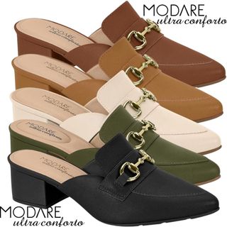 Sapato Feminino Tamanco Salto Bloco Macio Elegante Confortável Modare Moda Calce Fácil Original