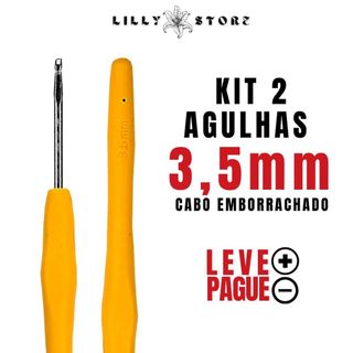 KIT 2 Agulhas de Crochê Cabo Emborrachado 3,5mm - Conforto e Durabilidade - Envio Imediato