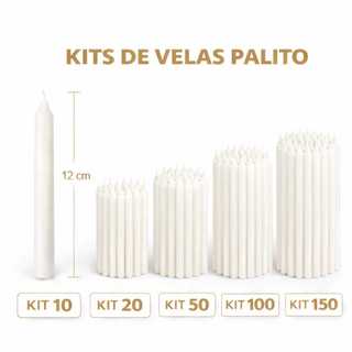 Kit 100 Velas Palito Branca Parafina Pura Queima Prolongada